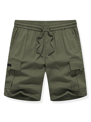 Image of JMIERR Men's Casual Stretch Cargo Shorts | Drawstring Elastic Waist, Multi Pockets, Summer Work Short, Classic