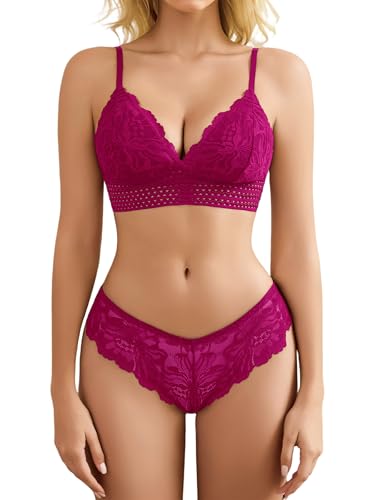 Image of Avidlove Lingerie Set for Women Sexy Lace Bra and Panty Sets 2 Piece Lace Bralette Set