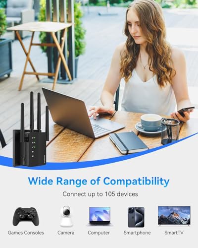 WiFi Extender with Ethernet Port, Covers Up to 12880 Sq.ft and 105 Devices, WiFi Extender Signal Booster with Dual Band 5GHz/2.4GHz, Long Range WiFi Repeater for Home, WiFi Booster Extender - Image 4
