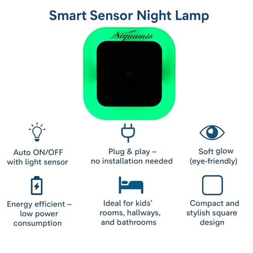 Image of Signamio 1 Pcs Sensor Light for Home Indoor - Smart Motion Sensor LED Light, Automatic On /Off Night Lamp, Energy-Saving 0.5W for Bedroom, Bedside, Home Use-Green