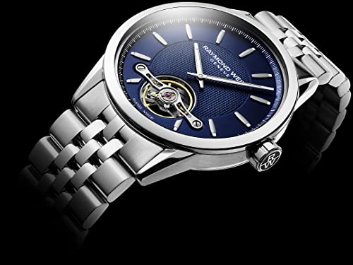 RAYMOND WEIL Freelancer Men's Automatic Watch, Calibre RW1212, Visible Balance Wheel, Blue Dial with Indexes, Stainless Steel Bracelet, 42.5 mm (Model: 2780-ST-50001)2