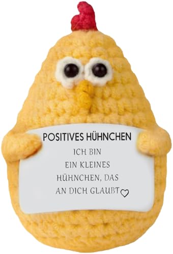 Regalo originale donna uomo, pollo positivo divertente e motivatore, peluche compleanno, Natale, amico invisibile, decorazione ufficio e casa, idea divertente coppia (pollo in tedesco)