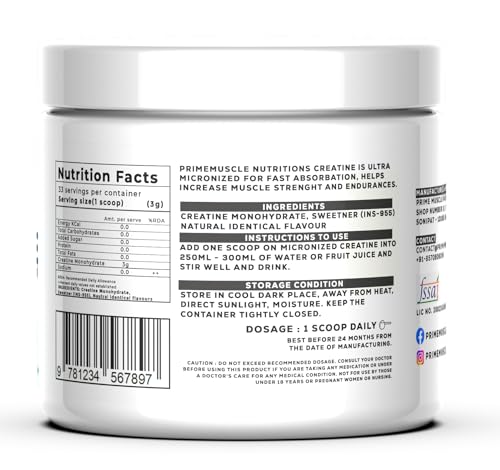 Image of Primemuscle Nutritions Creatine Monohydrate Powder (100g, Fruit Punch)