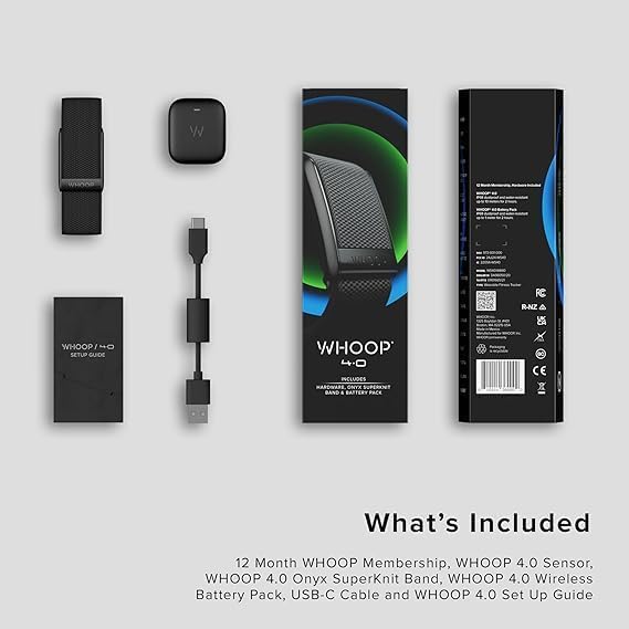 Image of Whoop 4.0 with 12 Month Subscription, Wearable Health, Fitness & Activity Tracker, Improve Sleep, Strain, Recovery - Black