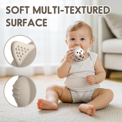 Image of Baby Teething Chick Toy, Upgraded Easy Grasp Silicone Teething Rattle Ball Toy for Babies Over 3 Months, 100% Food Grade, Gift for Infant Boys and Girls 0-6-12 Months (Beige.)
