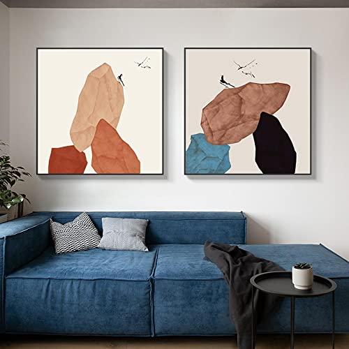 Toile art abstrait style nordique 50x50cm pour decoration murale salon moderne