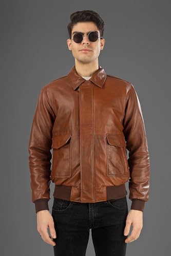 Image of Genuine Leather Jacket for Men | Vikram Bomber Jacket in Black & Brown