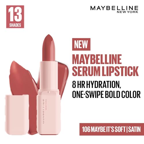 Image of Maybelline New York Maybelline Serum Lipstick (Satin), 106 Maybe | 1-Swipe Lush Color 8HR Weightless Hydration