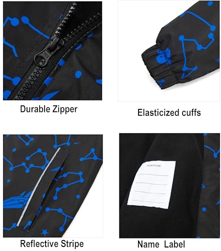 Image of Boys Girls Rain Jackets Waterproof Hooded Fleece Raincoats Lightweight Windbreakers for Kids
