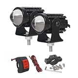 ENN LLC バイク用LED防水フォグランプ スイッチ付き ハイビーム ホワイト ロービームイエロー切替可能