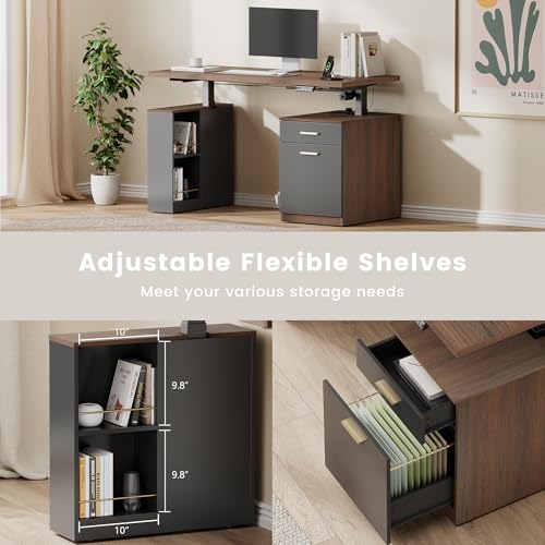 Image of ModernMate Executive Standing Desk with File Drawers, Height Adjustable