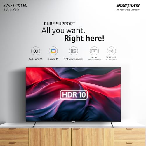 Image of Acerpure 165 cm (65 inch) Swift Series UHD LED Smart Google TV, 240 Volts, AP65UG51ASFTD Model (Black)
