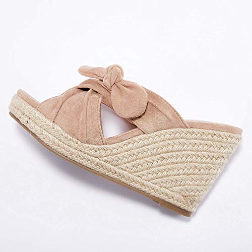 Image of Womens Espadrilles Wedge Sandals Slides Platform Slip on Bow Knot Open Toe Summer Mules Shoes