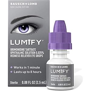 LUMIFY Eye Drops for Red Eyes, Redness Reliever for Brighter Looking Eyes, Works in 1 Minute & Lasts Up to 8 Hours, Eye Drops, 0.08 Fl Oz (2.5 mL)