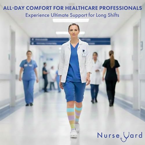 Image of Nurse Yard Compression Socks for Nurses - Women & Men - 20-30mmHg Graduated Compression, For Medical Staff, Athletes - 1 Pair