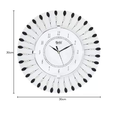 Image of Ajanta Analog Handpainted Plastic Wall Clock (White, 30 cm X 30 cm)