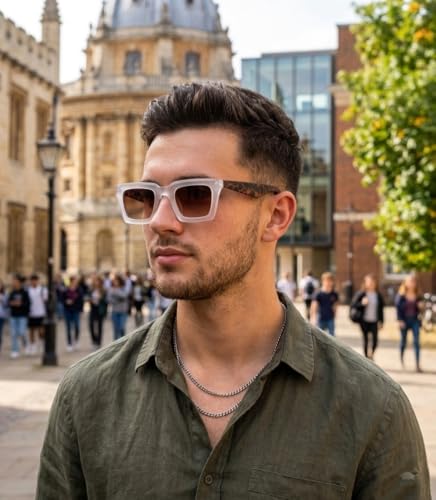 Image of Retro Vintage Rectangilar Thick Abstract UV-Protected Sunglasses For Men And Women