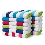 Ben Kaufman Cabana Stripe Beach & Pool Towel - Large Cotton Terry Beach Towel - Soft & Absorbant - Assorted Colors - 30