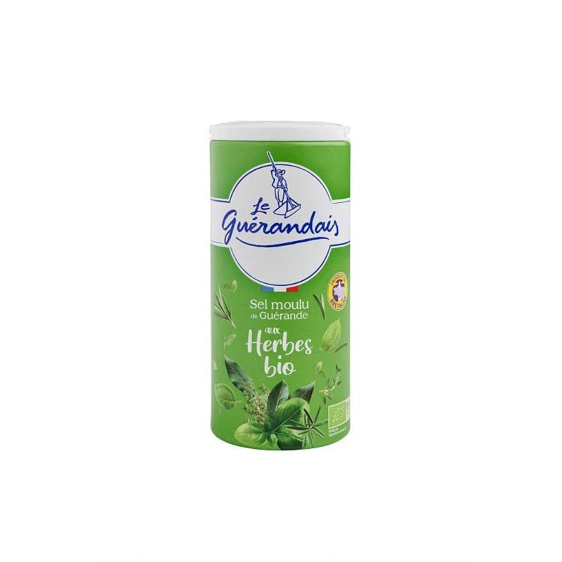 Le Guérandais - Sel fin de Guérande aux Herbes Bio - Boite verseuse 250g pour une cuisine parfumée et naturelle - Epicerie salée de qualité. - Le Lot De 3