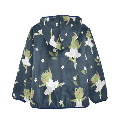 Frogs Dancing in White Dresses Toddler Fleece Jacket Girl Boys Hooded Fleece Jacket Coat Warm Outwear Zip-up 3-10T2