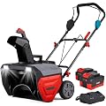 2x20V RYNSTO Cordless Snow Blower, 20-Inch Electric Power with 1000W Brushless Motor,LED Light,20ft Throwing Distance,4.0Ah Battery and Charger Included, Ideal for Walkways and Driveways