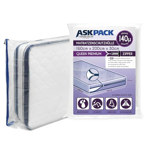Bolsa De Colchón Con Cremallera De Anclaje - Tamaños De La Xs A La Xxl,Impermeable, Resistente Al Desgarro, Material Extremadamente Resistente 140 Micras - Ideal Para Guardar Y Transporte - 160x200 Cm