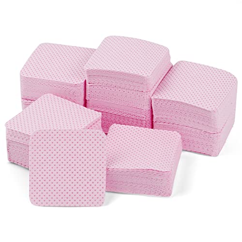 300 Piezas Celulosa para Uñas, Toallitas Celulosa para Uñas sin Pelusa Almohadillas se Algodón para Limpiar el Pegamento Esmalte de Uñas (Rosado)