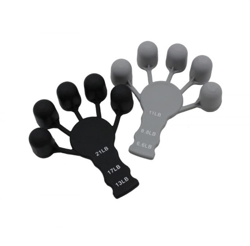 JDFFinger Exercise Trainer, 5 Fingers Silicone Wrist Puller, Finger Flexion And Extension Grip Strength Strengthening Trainer, Hand Strengthener For Strength Training-Black+Grey