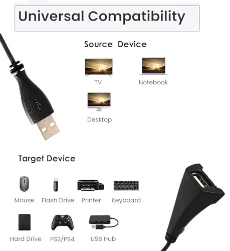 Image of NISHTECH USB 2.0 Male to Female Extension Plug /Socket Adapter Cable - Very Useful for LED /LCD TV USB Ports (1.5M, Black)