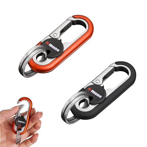 Image of Key Chains Men, 2024 Car Key Chain for Men, Anti-Loss Keychain with Double Keyrings, Quick Release Key Chain (2pcs,Black+Orange)