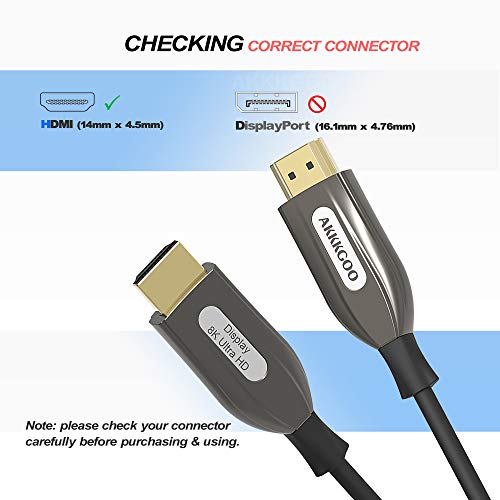 Akkkgoo 8K Fiber Optic Hdmi Cable 33Ft, Support 8K@60Hz, 4K@120Hz, 48Gbps, Dynamic Hdr, 3D, Earc, Dolby Vision, Hdcp2.2, 4:4:4, Compatible With Pc Ps4 Settop Box Hdtv Projector (10M) #TOP3
