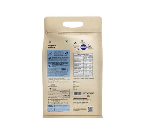 Image of Organic Tattva, Organic Traditional Basmati Rice 5Kg | Everyday Basmati Rice | Source of Protein| Naturally Gluten Free | Flavorful and Aromatic Rice | Pesticide and Chemical Free