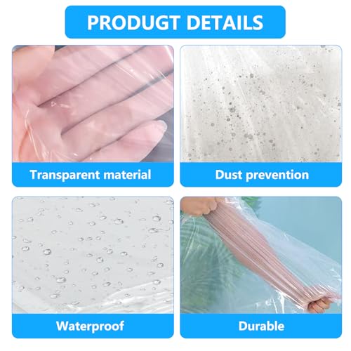 4 Stk Extra Große Transparente Plastiktüten, 110 x 160cm Extra Große Klare Plastik Aufbewahrungstasche Groß, Wasserdichte & Wiederverwendbare Transparente Aufbewahrungsbeutel für Gepäck Koffer Möbel