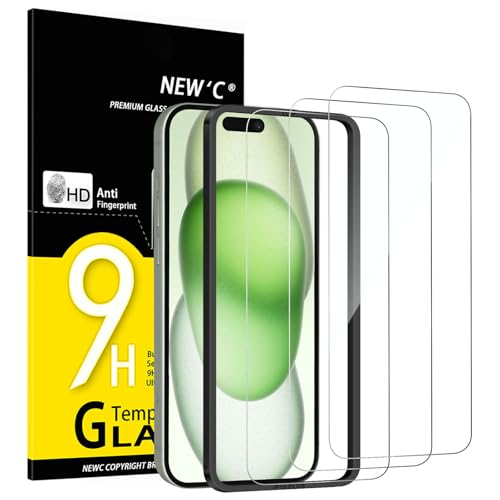 NEWC 3 Stück für iPhone 16 Plus iPhone 15 Plus für Panzerglas (6 7 Zoll) Frei von Kratzern 9H Härte HD Displayschutzfolie Ultra-klar Ultrabeständig-Einfaches Installationswerkzeug enthalten