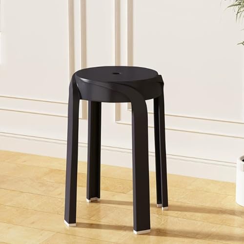 Taburetes de plástico apilables de 6 piezas, taburetes de plástico portátiles, taburetes redondos sin respaldo, 18 pulgadas de alto, asientos flexibles, adecuados para oficina en casa, bar escolar