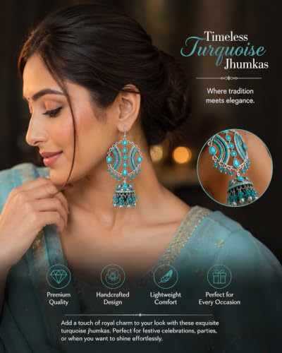 Image of Women's Gold-Plated Floral Pearl Long Drop Earrings with Multi-Layer Chains for Traditional and Festive