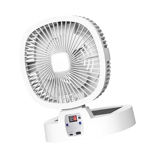 Xuanxi Ventilador de escritorio plegable recargable de 5000 mAh, funciona con pilas, ventilador de refrigeración silencioso para oficina, dormitorio, tienda de campaña