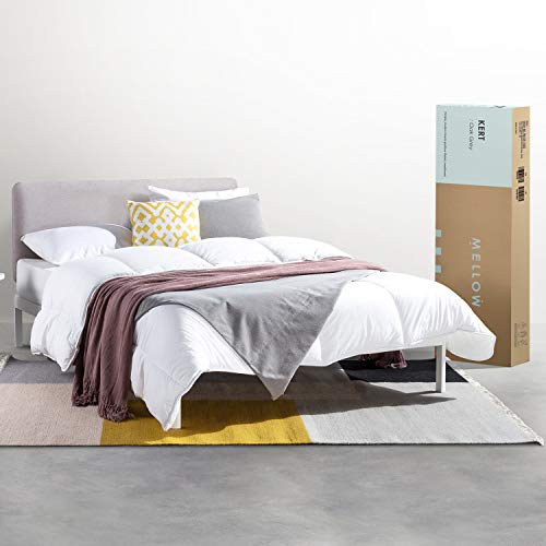 Mellow Kert - Metal Platform Bed With Fabric Headboard, Easy Assembly, Rounded Legs And Corners, Queen, Oak Grey (Ml-Fm-Ke-Ogq) #TOP6