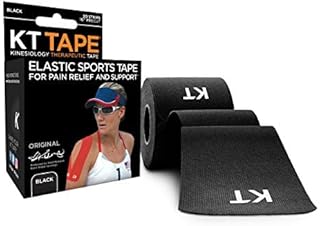 KT Tape Original Cotton Elastic Kinesiology Therapeutic Athletic Tape, 20 Precut 10 inch Strips, Black, Latex Free, Breathable, Pro & Olympic Choice (KTT-AW-Black)