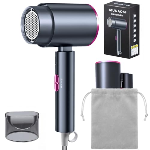 AIUNAOM secador pelo viaje plegable, 2400W secador pelo profesional de secado rápido con botón de aire frío y caliente, secador plegable, ideal para casa y salón AIUNAOM secador pelo viaje plegable, 2400W secador pelo profesional de secado rápido con botón de aire frío y caliente, secador plegable, ideal para casa y salón