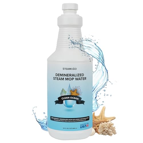 Steam & Go Demineralised Water for Steam Cleaners, PVC Free Floor Cleaner, Liquid, Compatible with Any Mop Steamer, Ready to Use Multisurface Cleaner, Scented Mop Solution, Clean Ocean, 900ml