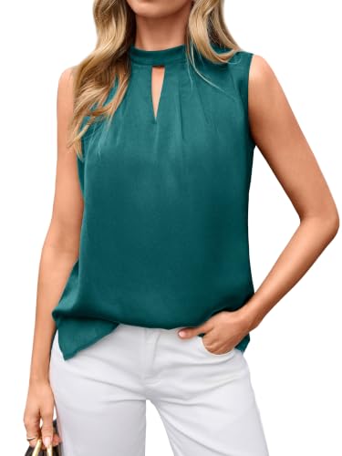Simplee Women Silk Satin Tank Tops Dressy Casual Business Blouses Shirts - image 1