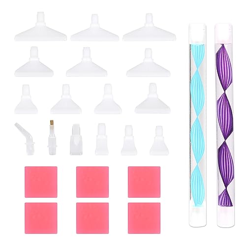 NQEUEPN 25pcs 5D Diamond Art Painting Tools, Diamond Art Painting Pens Accessories Comfort Grip Ergonomic Diamond Art Pens for Diamond Art Paintings Hobby (Blue, Purple)