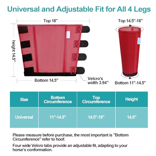 Image of Mesh Horse Fly Boots Set of 4, Loose Fitting Leggings for Horses, Reduce Stressful Stomping, Breathable Adjustable and Universal Fit for 4 Legs, Reliable Stay Put (Red)
