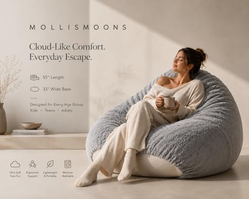 Mollismoons Bean Bag XXXL Size, Light Grey - Image 7