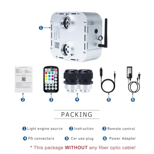 Image of AKEPO 32W Dual-Head Dual Color Twinkle Car Home Fiber Optic Light Engine, Twinkle + Same or Different Color+APP Control + Music Activated+28-Key Remote for Headliner Light Kit