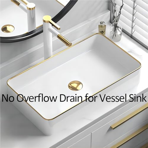Yodel Faucet Bathroom Sink Drain Without Overflow - 1 5/8" Drain Opening - Pop Up Vessel Vanity Drain,Polish Gold,Y1618W-TG