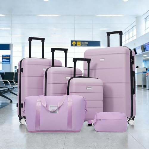 Image of 6 Pcs ABS Hardshell Luggage Sets Spinner Wheel Suitcase Lock Suitcases