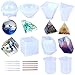 Produktbild 6 Stück Harzgussformen Pyramide, Diamanten, Cubic, Steinform, Kugel, dreieckige Pyramide mit 5 Tropfen und 5 Holzstäbchen 2 Messglas  DIY Silikonform für Schmuck, Kerzen, selbstgemachte Seife