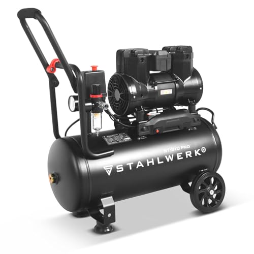 STAHLWERK Compresseur avec cuve 30 L (ST-310 Pro) – sans huile & silencieux, 8 bar, 1,97 CV, 1,45 kW, 250 l/min, 70 dB, compresseur d'air avec moteurs sans...